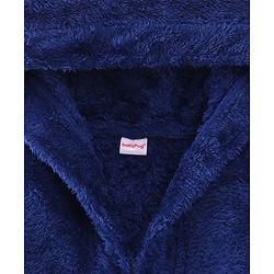 Babyhug Velour  Knit Full Sleeves Hooded Bath Robe With Ear Flaps - Navy Blue