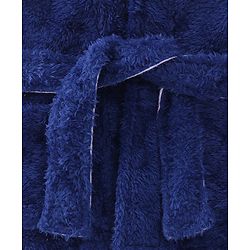 Babyhug Velour  Knit Full Sleeves Hooded Bath Robe With Ear Flaps - Navy Blue