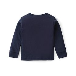 Babyhug Cotton Full Sleeves Solid Color Front Open Thermal Vest & Pant Set - Navy Blue