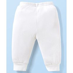 Babyhug Full Sleeves Front Open Solid Thermal Vest & Leggings - White