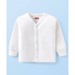 Babyhug Full Sleeves Front Open Solid Thermal Vest & Leggings - White