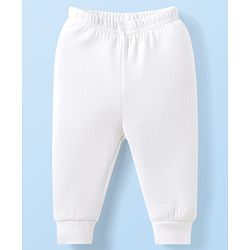 Babyhug Full Sleeves Front Open Solid Thermal Vest & Leggings - White