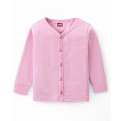 Babyhug Full Sleeves Solid Colour Thermal Vest & Pant Set - Pink