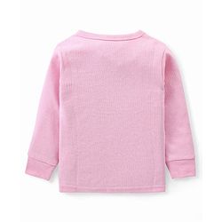 Babyhug Full Sleeves Solid Colour Thermal Vest & Pant Set - Pink