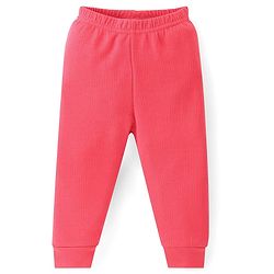 Babyhug Cotton Full Sleeves Solid Color Front Open Thermal Vest & Pant Set - Red