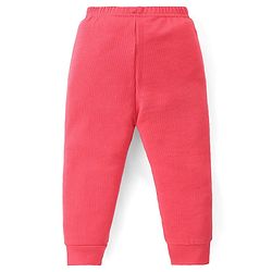 Babyhug Cotton Full Sleeves Solid Color Front Open Thermal Vest & Pant Set - Red