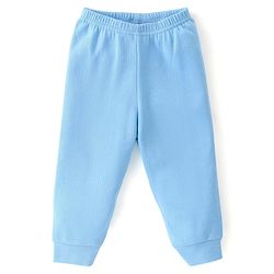 Babyhug Cotton Full Sleeves Solid Color Front Open Thermal Vest & Pant Set - Light Blue