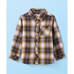 Babyhug Cotton Woven Full Sleeves Checkered Shirt With Printed T-Shirt - White