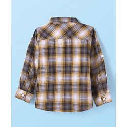 Babyhug Cotton Woven Full Sleeves Checkered Shirt With Printed T-Shirt - White