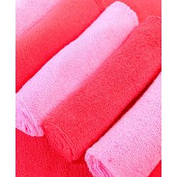 Babyhug Cotton Knit Hand & Face Towels Pack of 6- Baby Pink & Dark Pink