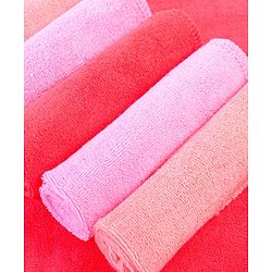Babyhug Cotton Knit Hand and Face Towels Pack of 6 - Dark Pink