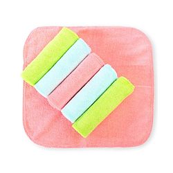 Babyhug Cotton Knit Wash cloth Pack of 6 - Green Pink & Light Blue
