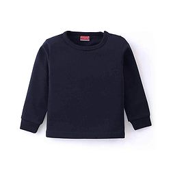 Babyhug Full Sleeves Solid Colour Pullover & Front Open Thermal Vests Pack of 2 - Navy Blue