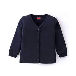 Babyhug Full Sleeves Solid Colour Pullover & Front Open Thermal Vests Pack of 2 - Navy Blue