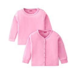 Babyhug Cotton Knit Full Sleeves Front Open and Pullover Solid Color Thermal Wear Pack Of 2 - Pink