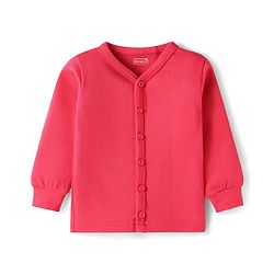 Babyhug Knit Full Sleeves Solid Colour Front Open & Pullover Thermal Vest Pack Of 2 - Dark Pink
