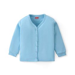 Babyhug Cotton Full Sleeves Solid Colour Pullover & Front Open Thermal Vests Pack of 2 - Light Blue