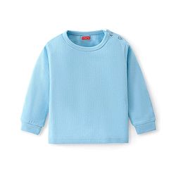 Babyhug Cotton Full Sleeves Solid Colour Pullover & Front Open Thermal Vests Pack of 2 - Light Blue
