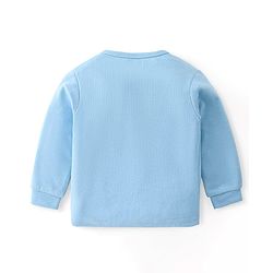 Babyhug Cotton Full Sleeves Solid Colour Pullover & Front Open Thermal Vests Pack of 2 - Light Blue
