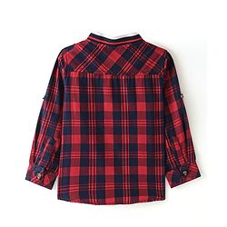 Babyhug Cotton Woven Full Sleeves  Rib Collared  Checks Shirt - Red