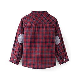 Babyhug Cotton Woven Full Sleeves Mandarin Collared Checks Shirt - Red