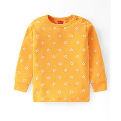 Babyhug  Full Sleeves Thermal T-Shirt Vest & Pant Set with Star Print - Yellow