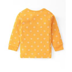 Babyhug  Full Sleeves Thermal T-Shirt Vest & Pant Set with Star Print - Yellow