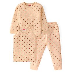 Babyhug Full Sleeves Thermal Wear Set Star Print - Yellow