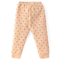 Babyhug Full Sleeves Front Open Thermal Vest & Leggings Set Star Print - Yellow