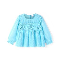 Babyhug Rayon Woven Full Sleeves Printed Top - Light Blue