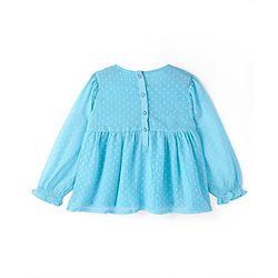 Babyhug Rayon Woven Full Sleeves Printed Top - Light Blue