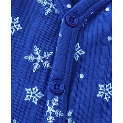 Babyhug Full Sleeves Front Open Thermal Wear Vest & Pant with Star Print - Blue