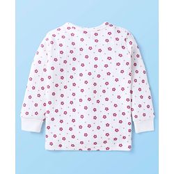 Babyhug Full Sleeves Front Open Thermal Vest & Legging Set with Floral Print - White