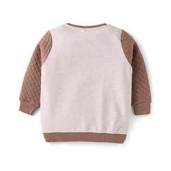 Babyhug Terry Knit Full Sleeves Sweatshirt & Joggers Set with Bear Patch Detailing - Brown