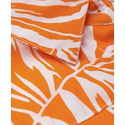 Babyhug Rayon Woven Front Open Half Sleeves Top with Knot Detailing & Abstract Print - Orange