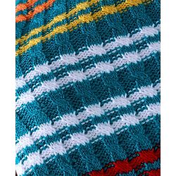 Babyhug Knitted Full Sleeves Striped Pullover Sweater - Royal Blue & Red