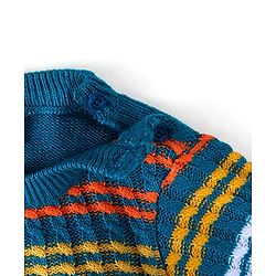 Babyhug Knitted Full Sleeves Striped Pullover Sweater - Royal Blue & Red