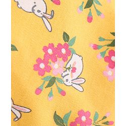 Babyhug 100 % Cotton Full Sleeves Romper with Hairband Booties Frill Detailing & Floral Print - Yellow