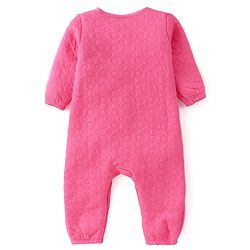 Babyhug Winter Polyfill Full Sleeves Romper with Cap & Booties Frill Detailing - Pink