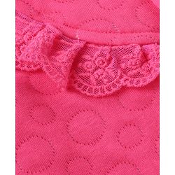 Babyhug Winter Polyfill Full Sleeves Romper with Cap & Booties Frill Detailing - Pink