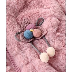 Babyhug Full Sleeves Fur Hooded Winter Jacket with Pom Pom - Light Pink
