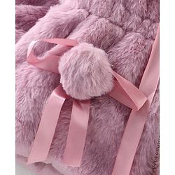 Babyhug Full Sleeves Fur Hooded Winter Jacket with Ribbons - Pink