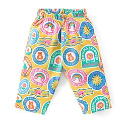 Babyhug Cotton Knit Full Sleeves Night Suit with Sun & Floral Print - Yellow