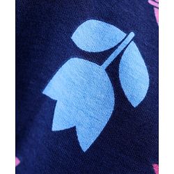 Babyhug Cotton Knit Full Sleeves Top with Floral Print - Navy Blue