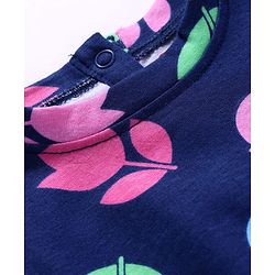 Babyhug Cotton Knit Full Sleeves Top with Floral Print - Navy Blue