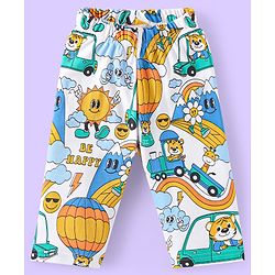 Babyhug Cotton Knit Full Sleeves Night Suit With Animal & Vehicle Print - White