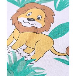 Babyhug Cotton Knit Full Sleeves Night Suit Lion Print - White