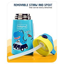 Babyhug Stainless Steel Insulated Sipper Bottle Dino Print Blue  - 350 ml