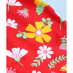 Babyhug Cotton Knit Half Sleeves Top with Peter Pan Collar & Floral Print -Red