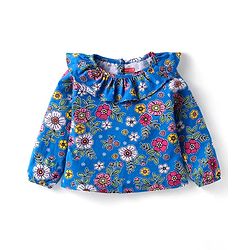 Babyhug Full Peasant Sleeves Top With Floral Print - Blue